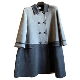 Autre Marque Bicolor gray wool and cashmere coat Grey Dark grey