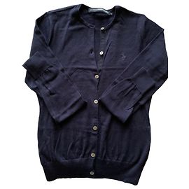 Autre Marque Navyblauer Wollcardigan mit Pony-Logo Blau
