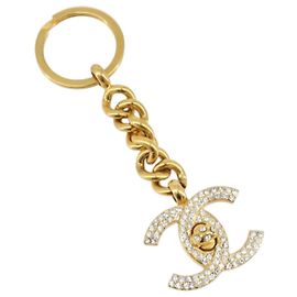Porte-clés CHANEL COCO en métal doré CC Auth LNZ859V Autre