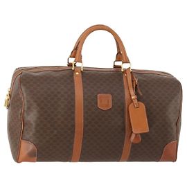 Céline Sac Boston en toile Macadam CELINE en cuir PVC marron doré Auth ki6500 Marron Doré