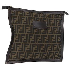 FENDI Zucca Canvas Tasche Braun Schwarz Auth BSZ377 Braun Schwarz