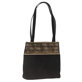 Bolsa de Ombro Salvatore Ferragamo em Camurça Preta e Dourada Auth BA11435 Preto Dourado