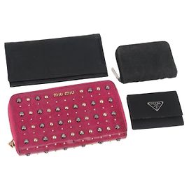 Miu Miu Gucci PRADA Givenchy Geldbörse Leder 4 Set Rosa Schwarz Auth ti3811 Schwarz Pink