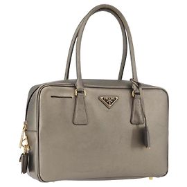 PRADA Sac à main en cuir Safiano or Auth am11051A Doré