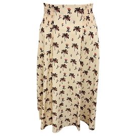 Saia midi de seda estampada floral multicolor bege da Prada Bege