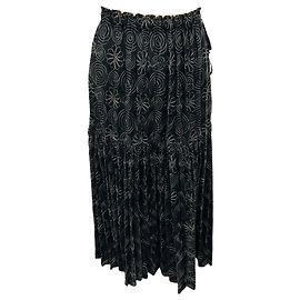 Jupe plissée brodée florale Issey Miyake Fête noire / écrue Noir