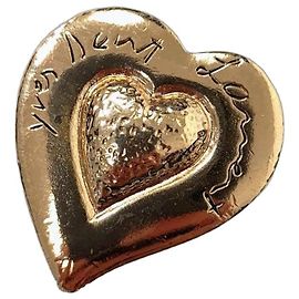 Yves Saint Laurent Broche vintage YSL en forme de cœur Doré