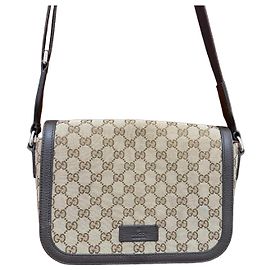 Gucci Messenger Bag Beige Cloth Beige