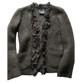Aspesi Schwarze Wolljacke mit Rüschen Schwarz