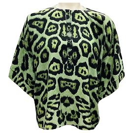 Blusa in seta con stampa animale verde / nera Givenchy Verde