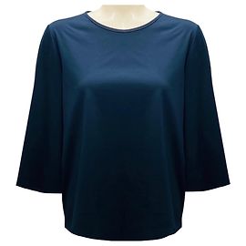 A blusa de algodão azul marinho com mangas três quartos da The Row Azul marinho