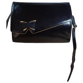 Bolsa de couro preta Bruno Magli com laço dourado Preto