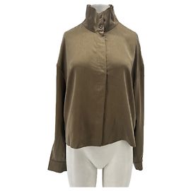 Iro Khaki blouse with high collar Khaki