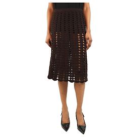 Prada Jupe midi en crochet chocolat - taille UK 8 Marron