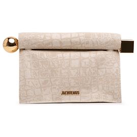 Jacquemus Beige Croc Printed Denim La Pochette Rond Carre Clutch Beige