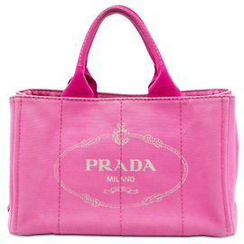 Bolsa de lona rosa Canapa com logo Prada Rosa