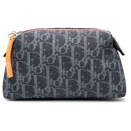 Kosmetiktasche aus blauer obliquer Denim von Dior Blau Andere