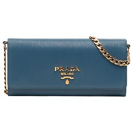Cartera de cadena Saffiano azul de Prada Azul