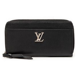 Louis Vuitton Black Leather Lockme Zippy Wallet Black