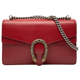 Bolsa de Ombro Dionysus em Couro Vermelho Médio Gucci Vermelho