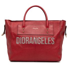 Bolsa tote conversível Diorangeles em cabra vermelha com studs Dior Vermelho