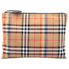 Burberry Beiger Hauscheck-Canvas Regenbogen-Clutch Beige