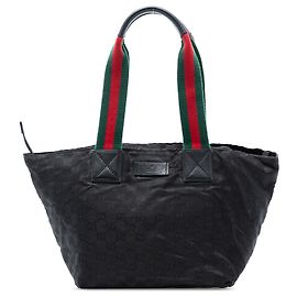 Gucci Black GG Canvas Web Tote Black