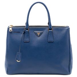 Prada Blue Large Saffiano Lux Galleria Double Zip Tote Blue
