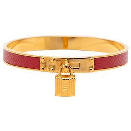Bracciale Bangle Cadena Lock in Epsom placcato oro rosso Hermès Rosso