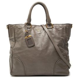 Prada braune Vitello Shine Handtasche Braun Taupe