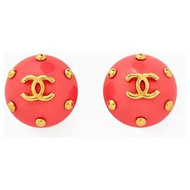 Chanel Orecchini vintage a clip con borchie Rosa