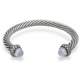 BRACELET DAVID YURMAN CLASSIC CABLE 7MM CALCEDOINE & DIAMANTS ARGENT 925 Argenté