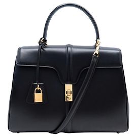 Céline BOLSA DE MÃO CELINE 16 CLÁSSICA 187373BEY EM COURO PRETO COM ALÇA DE OMBRO Preto