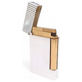 VINTAGE ST DUPONT LIGHTER LINE D CINETIQUE GODRON SILVER METAL Silvery
