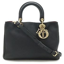 Dior Leather Diorissimo 2WAY Handbag Black