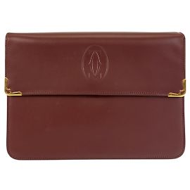 Clutch de cuero burdeos Cartier Vintage Must Line Roja