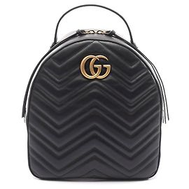 Gucci GG Marmont Leder Rucksack Schwarz