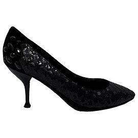 Giuseppe Zanotti Sequined Almond-Toe Pumps in Black Suede Black