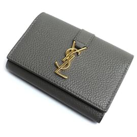 Yves Saint Laurent Porta-chaves de couro Saint Laurent Cinza