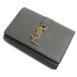 Yves Saint Laurent Saint Laurent Leather Key Case Grey