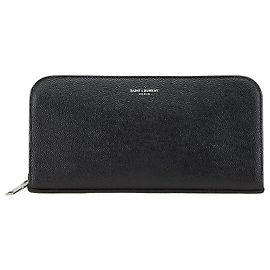 Yves Saint Laurent Saint Laurent Logo Leather Long Wallet Black