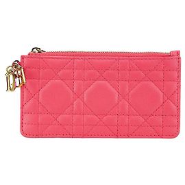 Dior Cannage Leather Card Case Pink