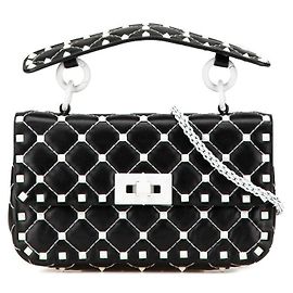 Borsa in pelle Valentino Rockstud Spike 2 in 1 Nero Bianco