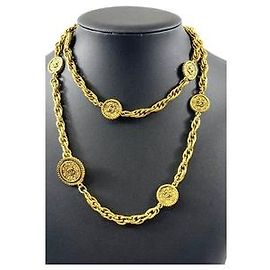 Chanel Collier Médaillon Logo CC Coco Plaqué Or Doré