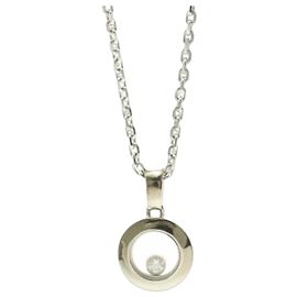 Collar Péndulo Chopard Happy Diamonds en Oro Blanco Plata