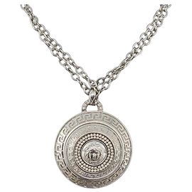 Colar Gianni Versace metal Prata Auth bs33855 Prata