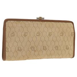 Pochette en toile nid d'abeille Christian Dior beige or Auth 174606 Beige Doré
