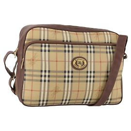 Borsa a Spalla Burberrys Nova Check in Pelle PVC Beige Oro Auth ep13571 Beige D'oro