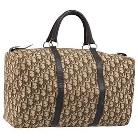 Borsa Boston in tela Trotter Christian Dior marrone oro Auth 173220 Marrone D'oro