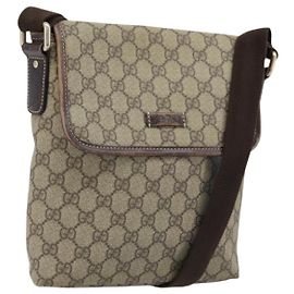 Gucci Borsa a Spalla GG Supreme PVC Oro Beige 223666 Auth ka3073A Beige D'oro